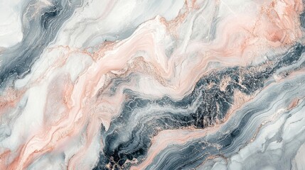 Obraz premium Abstract Marble Pattern with Grey, Pink, and Gold Swirls