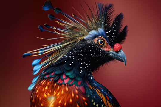 Himalayan monal showing its beautiful colors and feathers