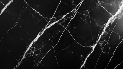 Black Marble Surface with White Veins