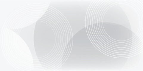 Fototapeta premium White geometric abstract background overlap layer on bright space with lines effect decoration. Modern graphic design element circles style concept for banner.modern abstract