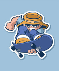 Go Skate Cartoon Design Sticker
