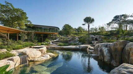 Naklejka premium Modern Architecture Blending with Nature