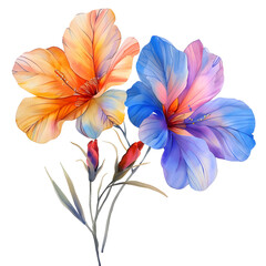 Fototapeta premium Vibrant Watercolor Flowers Isolated on Transparent Background