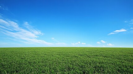 Fototapeta premium Blue sky above a green grass field