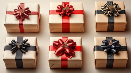 Set of images featuring Christmas gift boxes, perfect for holiday and celebratory visuals, isolated on transparent background, Generative AI