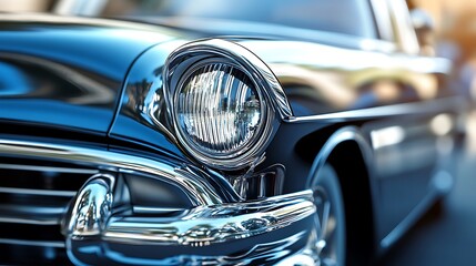 Classic Car Headlight Close-up
