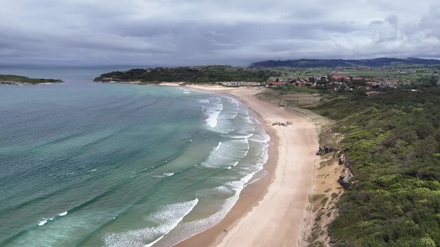 Playa De Somo Northern Spain drone,aerial high angle