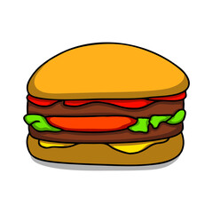 Cartoon drawing of fast food including burger