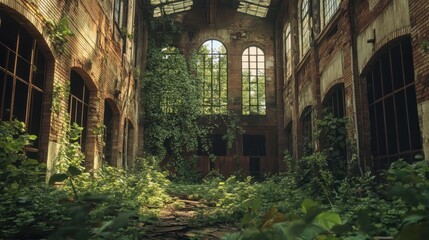 Obraz premium Nature Reclaims Abandoned Factory
