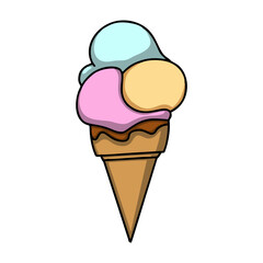 Cream vector sweet food ice dessert illustration cone summer waffle isolated chocolate c