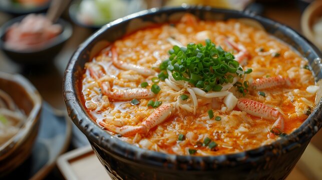 Kanimiso with fresh crab in a rich broth