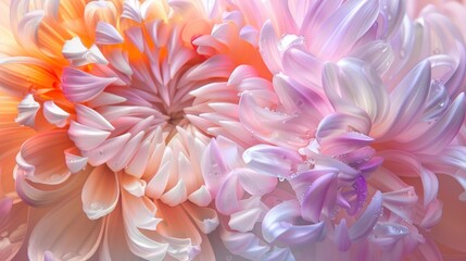 Obraz premium Close-up of Delicate Pink and Orange Flower Petals with Water Droplets