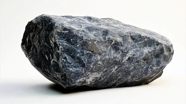 Panning and tracking around a Grey rock against a white background symbolizing the gray rock you must become to starve a narcissist of their "narcissistic supply"