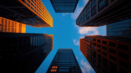 Famous skyline, urban cityscape, skyscraper view Background