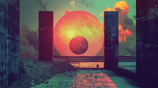 Create a frame for a music album cover. How do you use design elements to reflect the genre and mood of the music