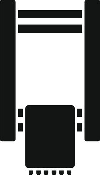 recommend clip art: Black silhouette of a towel warmer with a towel hanging on it, isolated on a white background