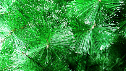 Closeup of artificial tree in Christmas decoration