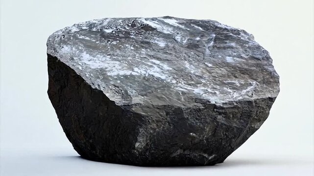Panning and tracking around a Grey rock against a white background symbolizing the gray rock you must become to starve a narcissist of their "narcissistic supply"