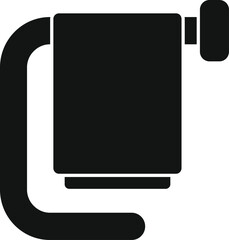 Black silhouette of a wall mounted toilet paper holder with a roll of toilet paper