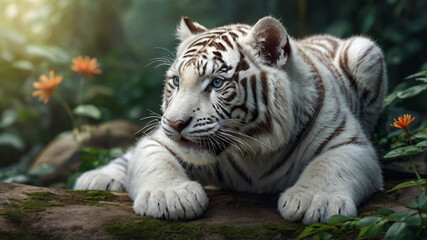 Fototapeta premium white bengal tiger in zoo