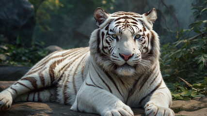 Fototapeta premium white bengal tiger in zoo