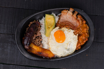 Tray paisa the most representative dish of Colombia