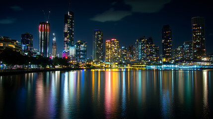 Fototapeta premium City Lights Mirror in River