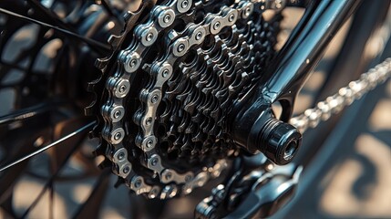 Close-up of a Bicycle's Rear Derailleur and Chain