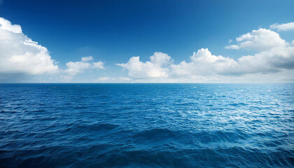 Fototapeta premium 広い海。大海原。水平線と青空。The vast sea. The ocean. The horizon and the blue sky.