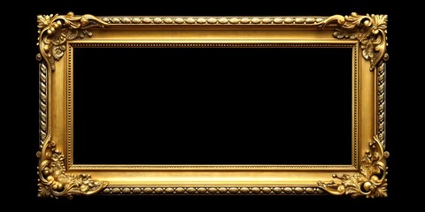 Gold frame with a floral pattern on a black background