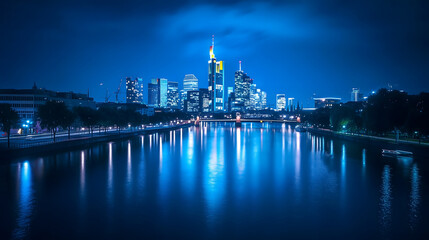 Obraz premium City Lights Mirror in River