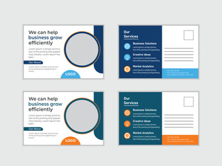 Modern Corporate Business Marketing Postcard Template Design.