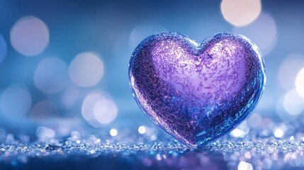 Obraz premium Purple heart-shaped glass ornament with bokeh