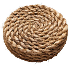 Obraz premium A close-up view of a beautifully woven round basket made from natural fibers, showcasing intricate patterns and textures. transparent background