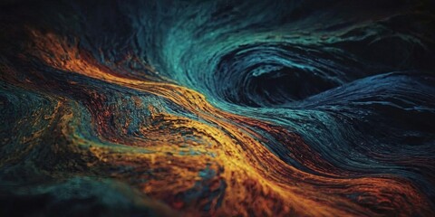 Naklejka premium A colorful, abstract painting of a wave with a blue and orange swirl