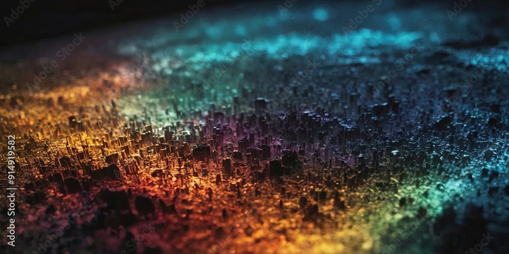 Aufkleber a colorful cityscape with buildings of different colors and sizes