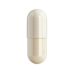 A smooth, beige capsule showcasing a clean and modern design, perfect for wellness and pharmaceutical imagery. transparent background