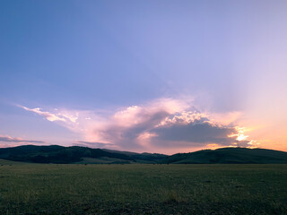 sunset over the mountains