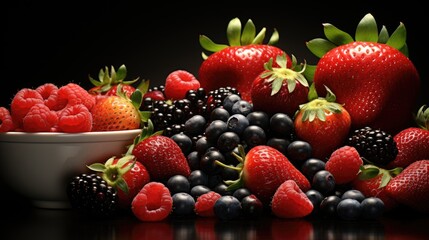 Collection of fruits with fresh berries , healthy banner  