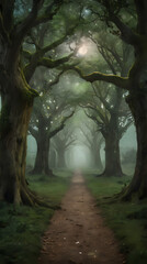 a path that leads to a forest with many trees