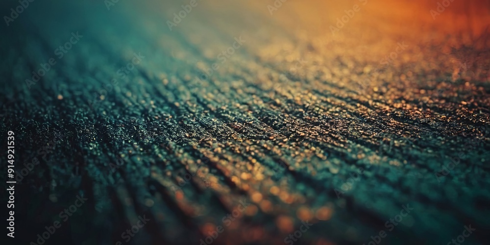 Poster a blurry image of a wet surface with a blue and orange background