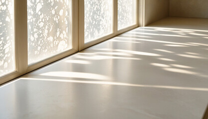 Fototapeta premium Sunlight Streaming Through Window on Bright Countertop Surface