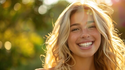 Fototapeta premium Cute natural blonde woman smiling 
