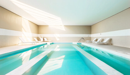 Modern Indoor Swimming Pool with Sunlit Minimalist Design