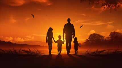 Fototapeta premium Silhouette of a family 