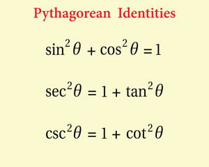 Pythagorean Identities. Education. School. Science. Vector illustration.