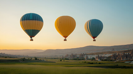 hot air balloon over sunset