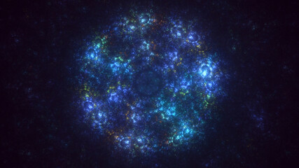 3D manual rendering abstract blue fractal light background. Its not AI Generatd illustration.