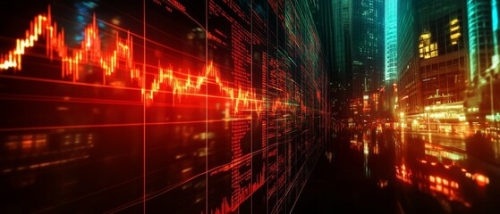 Fototapeta premium Digital graph chart of stock market performance in business trade market