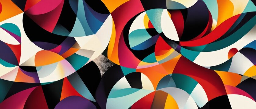 Intricate abstract geometric pattern with dynamic shapes and contrasting colors background design